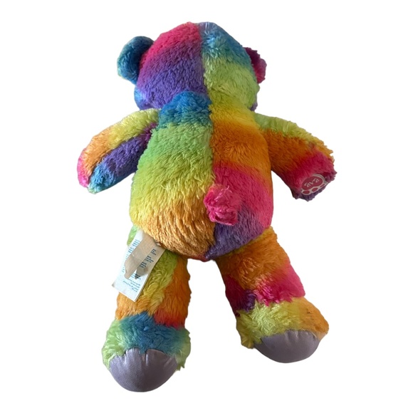 BUILD A BEAR Multicolor BAB Plush Bright Rainbow Stripe Sparkle Bear‎ - Picture 2 of 7